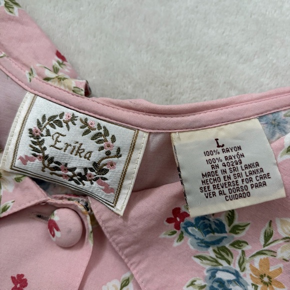 Vintage Erica Floral Babydoll Empire Peter Pan Collar 90s Dress - Picture 5 of 11